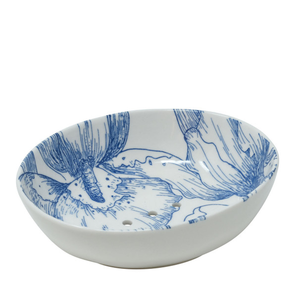 Seifenschale Keramik Floral blau