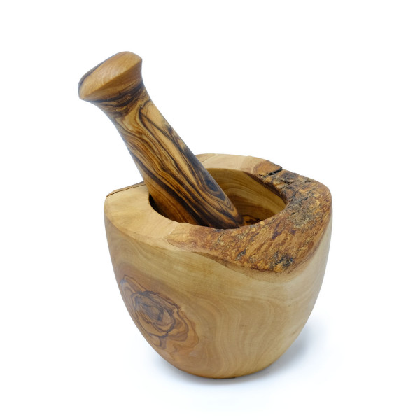 Olivenholz Mörser 12 cm rustikal