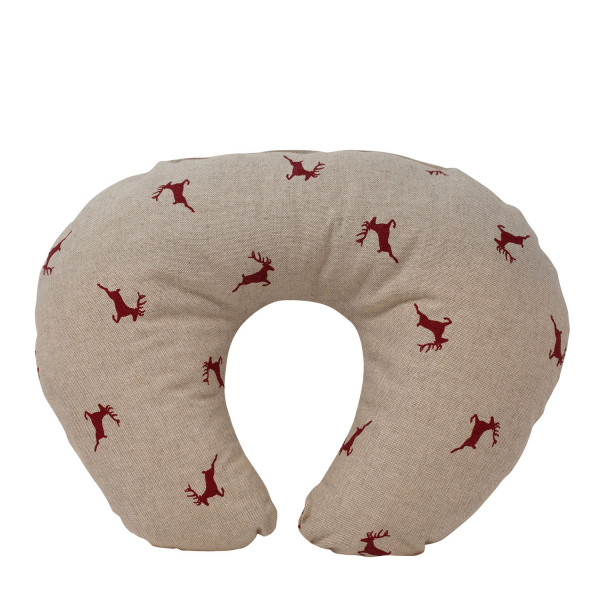 Zirben Nackenhörnchen Hirsche beige/rot