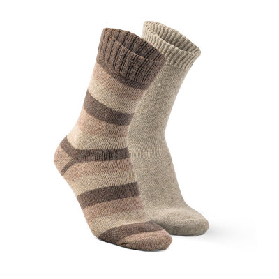 Alpaka Socken braun gestreift 2er Pack Alpaka Socken braun gestreift 2er Pack